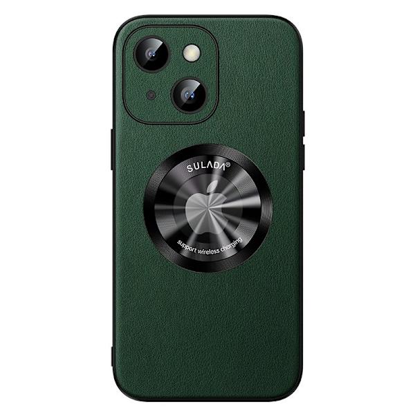 SULADA Mobilskal till iPhone 15 Plus Microfiber Läder + TPU Stöttålig Grön
