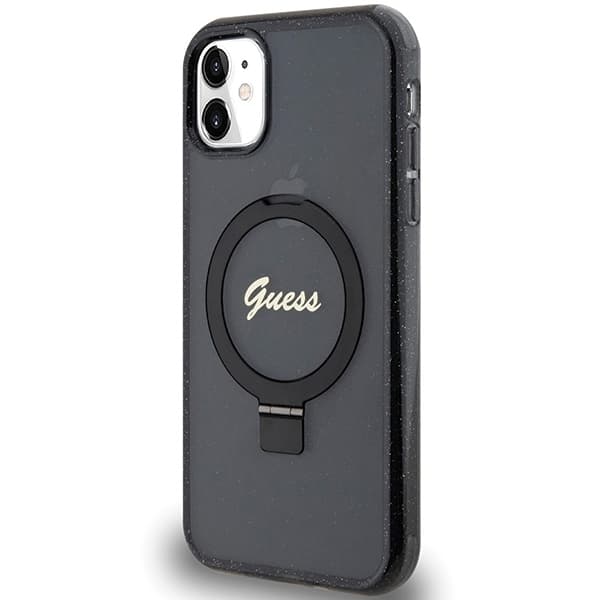 Guess Mobilskal till iPhone 11 / Xr MagSafe Ring Stand Script Glit MagSafe
