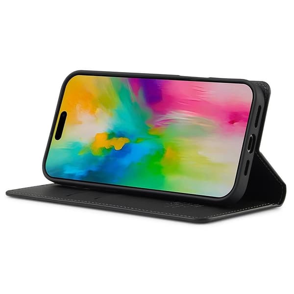 LC.IMEEKE L1 Series iPhone 16 Pro Max Plånboksfodral Konstläder - Svart