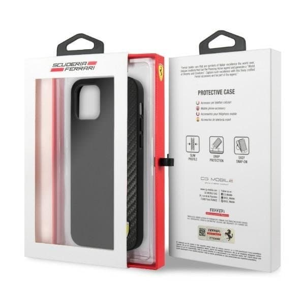 Ferrari On Track Carbon Stripe Kuori iPhone 12 Pro Max - Musta Black