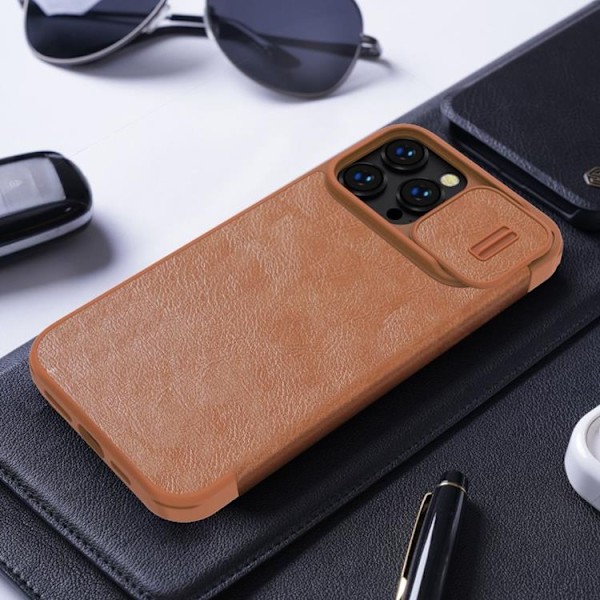 Nillkin iPhone 14 Pro Plånboksfodral QinPro Läder - Brun