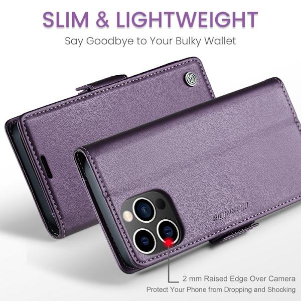 CASEME Plånboksfodral Konstläder iPhone 14 Pro Max RFID-Skydd Lila