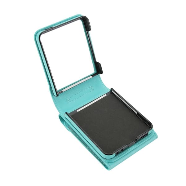 Galaxy Z Flip7 Plånboksfodral Litchi med Axelrem - Mintgrön Grön