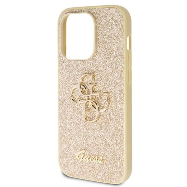 Guess Mobilskal till iPhone 14 Pro Glitter Script Big - Guld Guld
