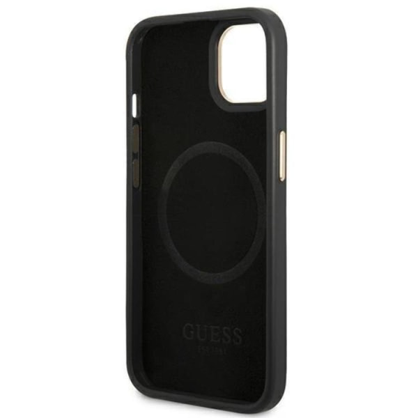 GUESS iPhone 14 Plus Mobilskal MagSafe 4G Logo Plate - Svart