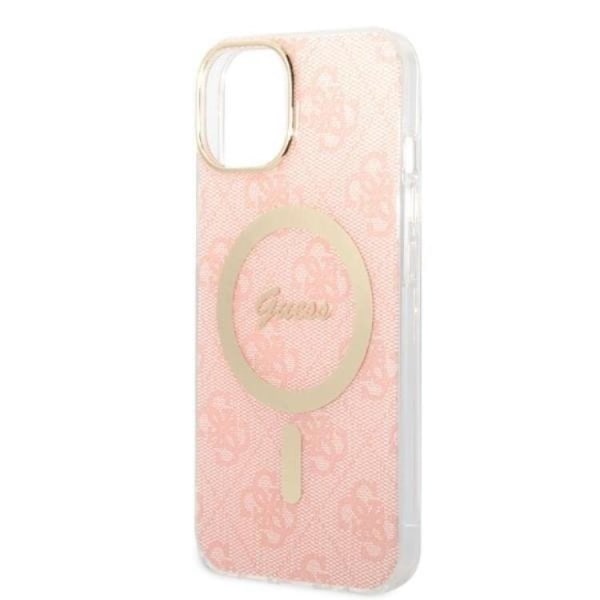 GUESS iPhone 14 Magsafe Skal Print + Trådlös Laddare - Rosa