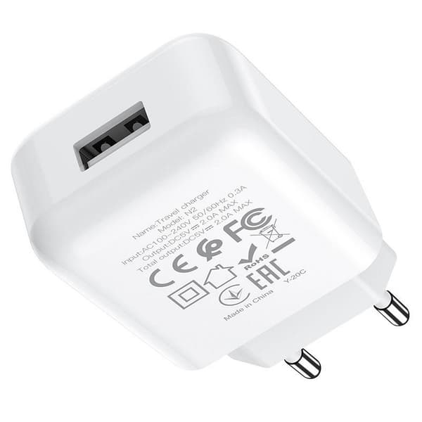HOCO travel charger USB + Kabel USB-C 2A N2 Vigour Vit Vit