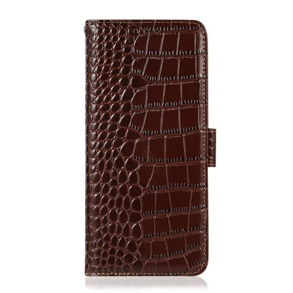 Sony Xperia 1 VII Äkta Läder Plånboksfodral Crocodile Texture - Brun
