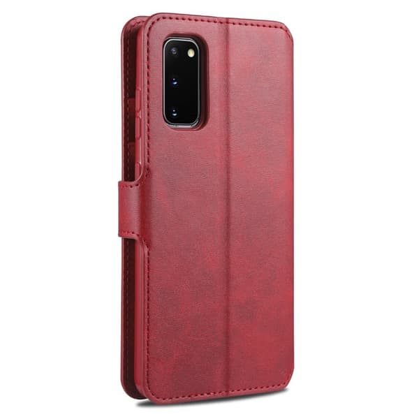 AZNS Leather Stand Konstläder Plånboksfodral för Samsung Galaxy S20 FE - Röd