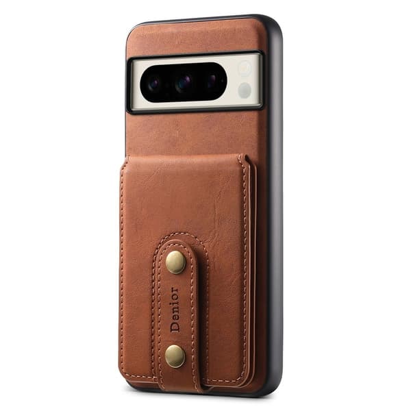 DENIOR D14 Google Pixel 8 Pro Magnetfodral Kortväska PC+TPU Brun