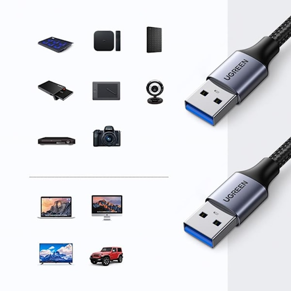 Ugreen USB-A Till USB-A Kabel 0.5m - Grå