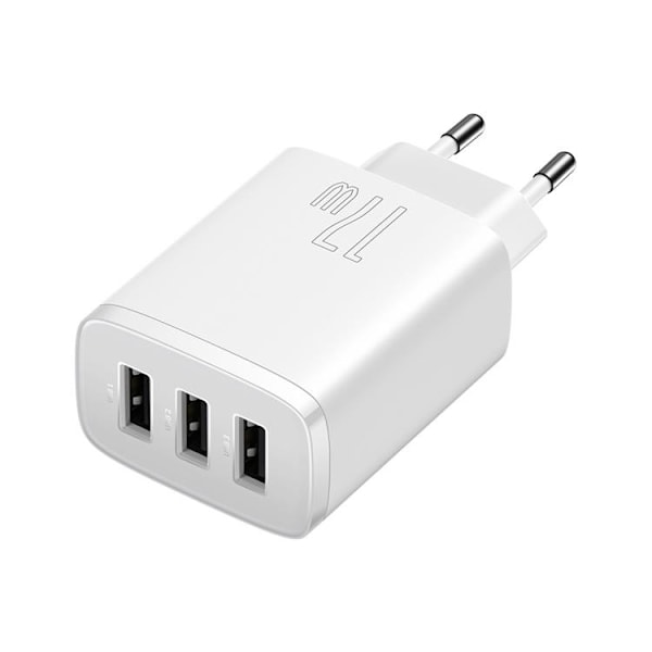 Baseus EU Compact Väggladdare 3x USB 17W - Vit