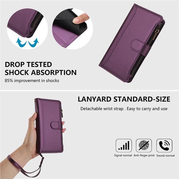 iPhone Air Plånboksfodral Zipper Med Rem - Lila Lila