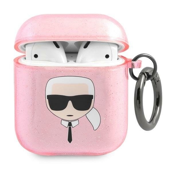 Karl Lagerfeld Glitter Karl`s Head Skal Airpods - Rosa Rosa