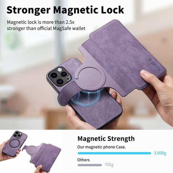 CASENEO iPhone 15 Pro Plånboksfodral Konstläder - Lila