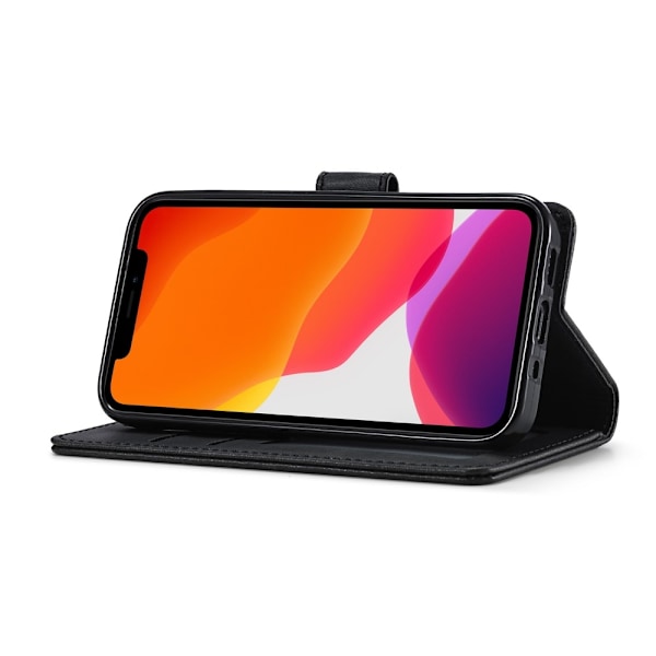 LC.IMEEKE Läder Plånboksfodral iPhone 12 Pro Max - Svart Svart