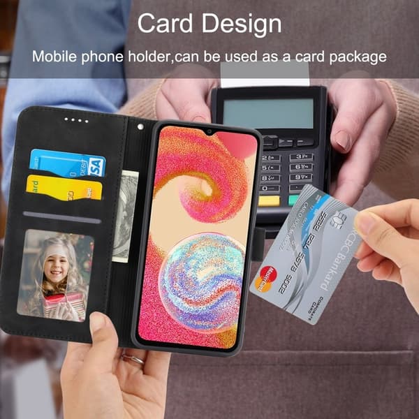 DIERFENG DF-03 Samsung Galaxy S23 FE Plånboksfodral Konstläder - Svart