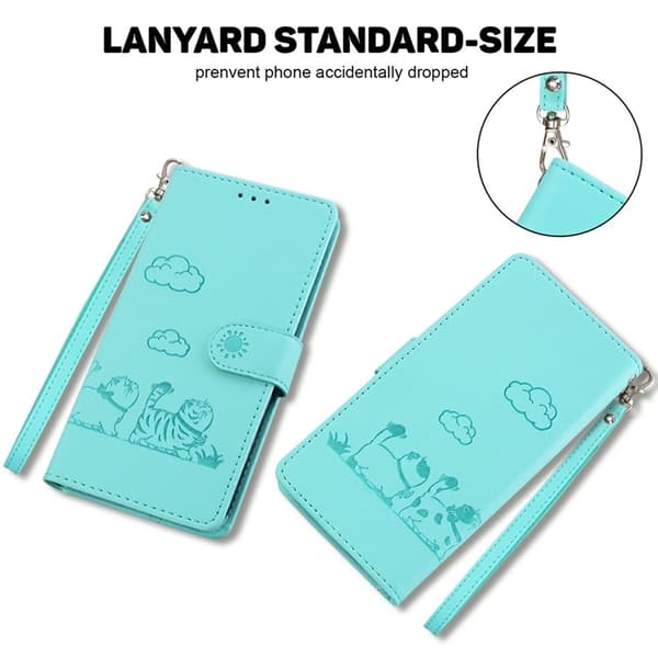 Sony Xperia 1 VII Konstläder Plånboksfodral RFID-Skydd Kattmotiv - Grön Grön