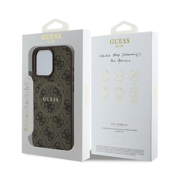 Guess Mobilskal till iPhone 16 Pro 6.3 MagSafe 4G Ring Classic Logo - Brun