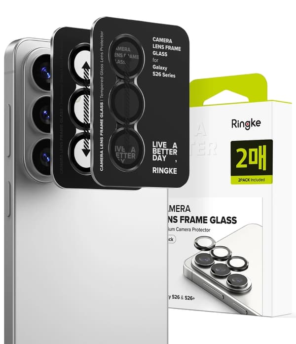 [2-Pack] Ringke kameradæksel hærdet glas til Galaxy S26/S26 Plus - Sort Svart