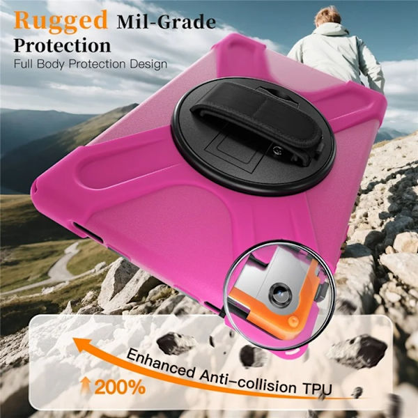 Mobilskal till Galaxy Tab A11 Plus Kickstand Silikon Axelrem Rosa
