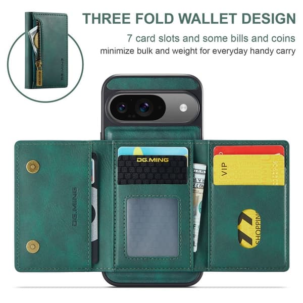 DG.MING M5 Series Mobilskal till Google Pixel 9 Pro Magnetiskt Konstläder Grön