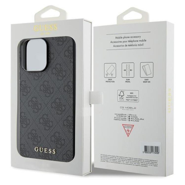 Guess Mobilskal till iPhone 15 Pro Metall Gold Logo - Grå Grå