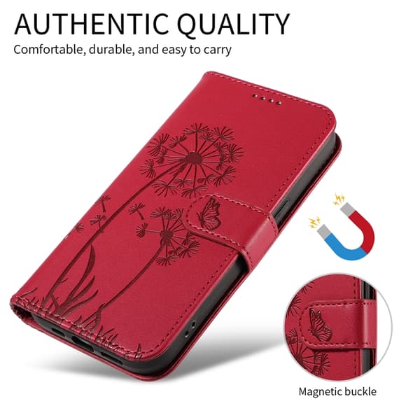 Sony Xperia 10 VII Plånboksfodral Strap Dandelion Konstläder - Röd Röd