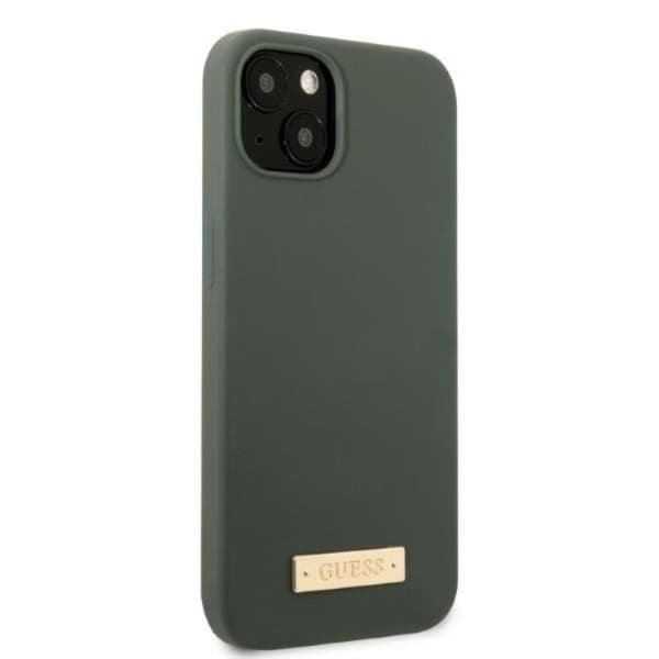 Guess iPhone 13 Skal MagSafe Silicone Logo Plate - Khaki Grön