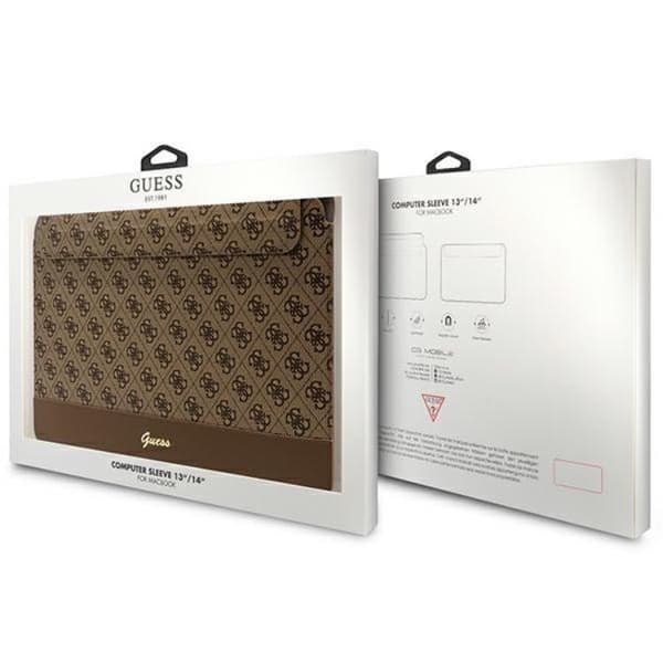 Guess Computer Sleeve 14\" 4G Stripe Metal Logo - Brun Brun