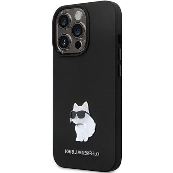 KARL LAGERFELD iPhone 14 Pro Max Mobilskal Silikon C Metal Pin Svart