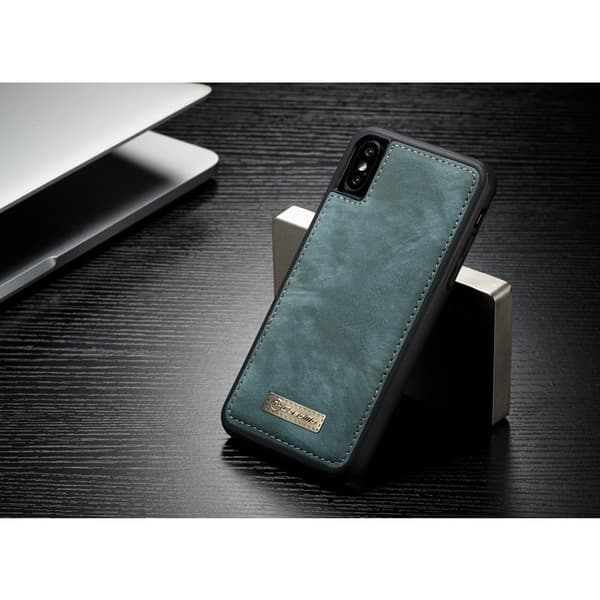 CASEME Detachable 2-in-1 KonstLäder Plånboksfodral Mobilskal iPhone X - Grön