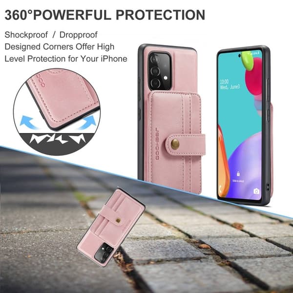 JEEHOOD Samsung Galaxy A52 4G/5G Plånboksfodral Konstläder Rosa