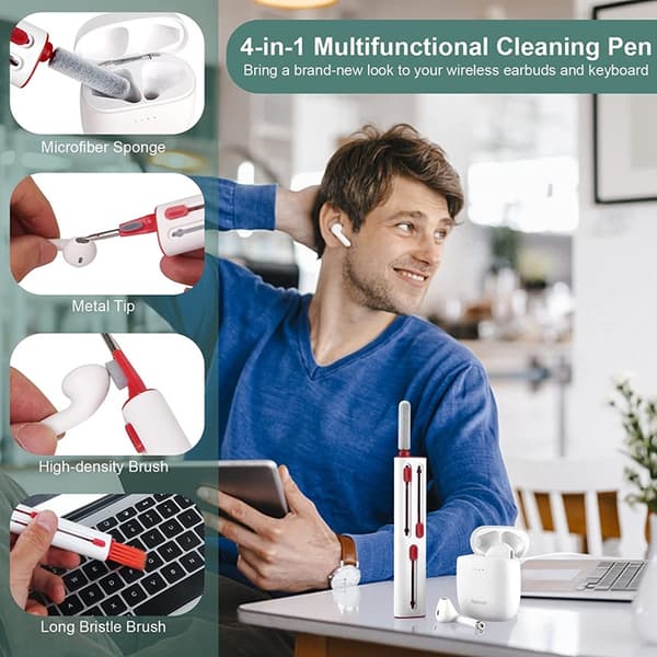 Multifunction Airpods 1/2/3/Pro Cleaner Kit med Soft Brush - Röd Röd