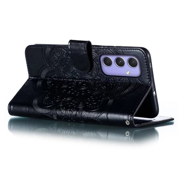 Samsung Galaxy S26 Plus Plånboksfodral Konstläder Mandala Tryck - Svart