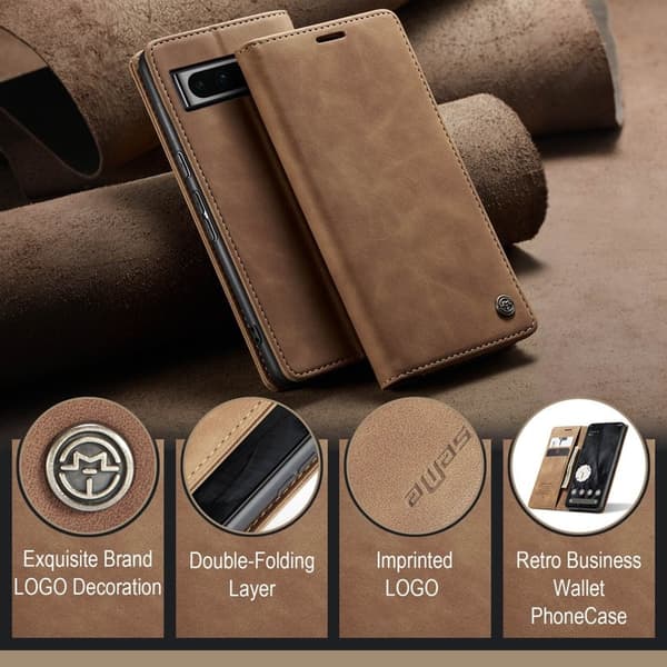 CASEME 013 Series Google Pixel 8 Pro Plånboksfodral Konstläder Brun