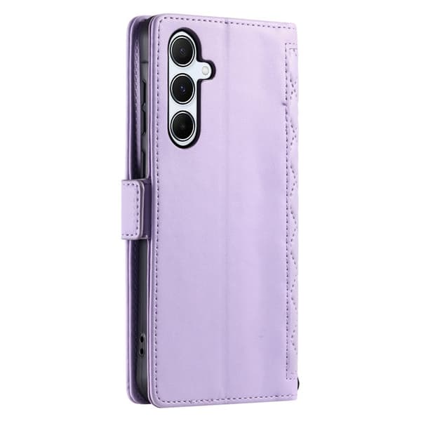 Samsung Galaxy S26 Plånboksfodral Konstläder Rhombus Textur Ställ - Lila