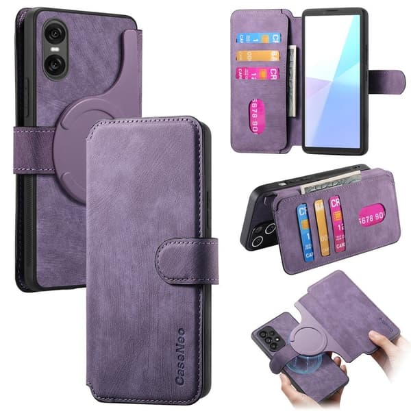 CASENEO Sony Xperia 10 VI Magnetiskt Plånboksfodral Konstläder - Lila