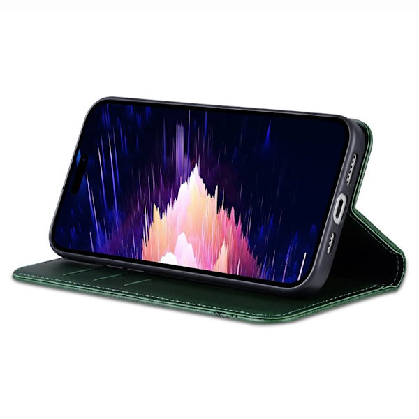 AZNS iPhone 16e Plånboksfodral Konstläder - Grön