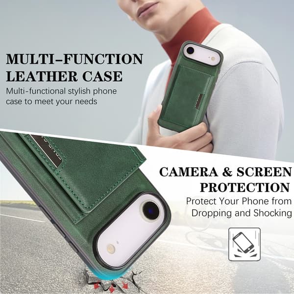 Mobilskal till iPhone Air MagSafe Kickstand Tri-fold Korthållare Grön