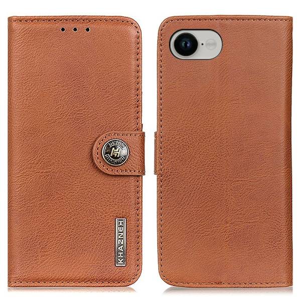 KHAZNEH iPhone 16e Plånboksfodral Konstläder - Brun