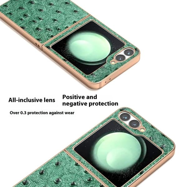ABEEL Z Flip7 FE 5G Mobilskal Electroplating Grön Äkta Läder