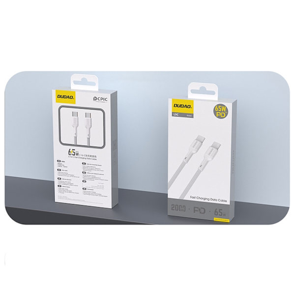 Dudao USB-C - USB-C 65W Kabel 2m L9C - Vit Vit