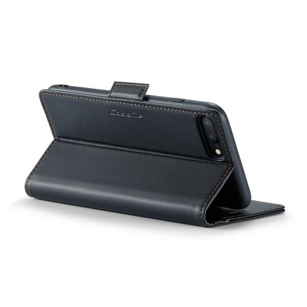 CASEME Plånboksfodral Konstläder för iPhone 6 Plus/7 Plus/8 Plus - Svart