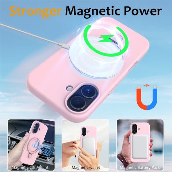 Mobilskal till iPhone 17 MagSafe Kickstand PC + Silikon - Grårosa Rosa
