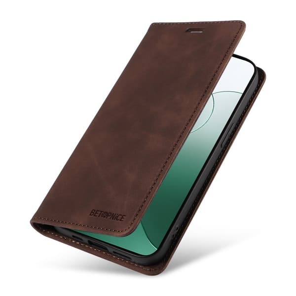 BETOPNICE 003 för Xiaomi 14 Konstläder Plånboksfodral RFID-Skydd - Brun