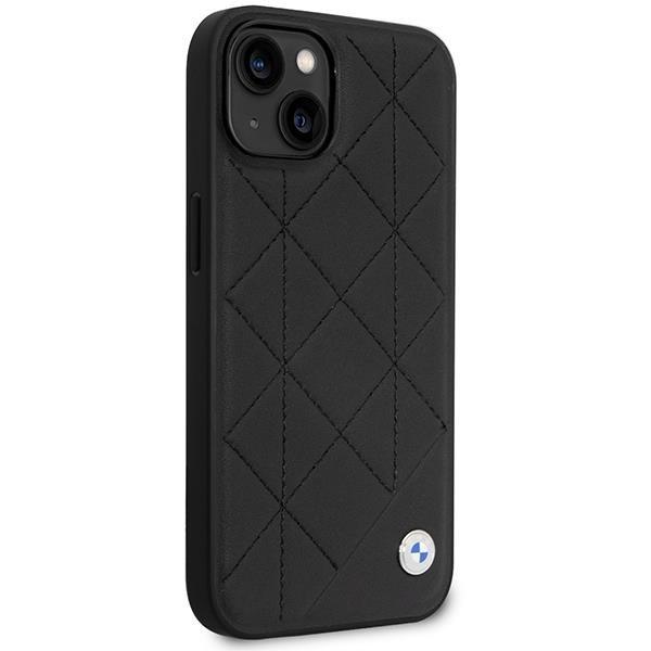 BMW iPhone 14 Mobilskal Läder Quilted - Svart Svart