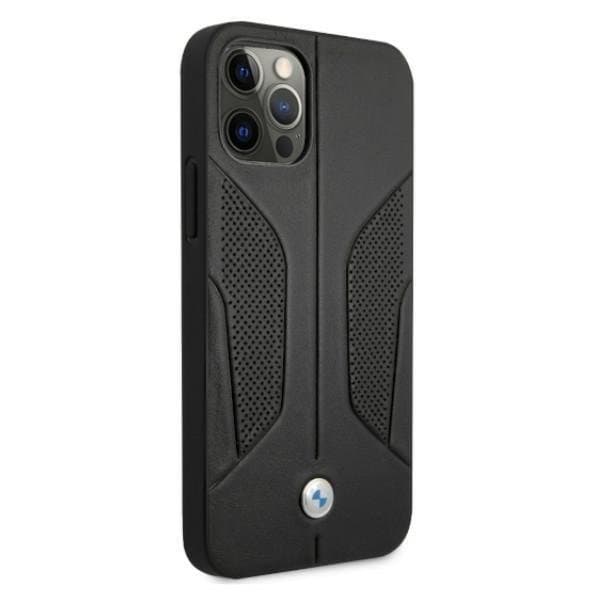 BMW Læder Perforate Sides Skal iPhone 12 Pro Max - Sort Black