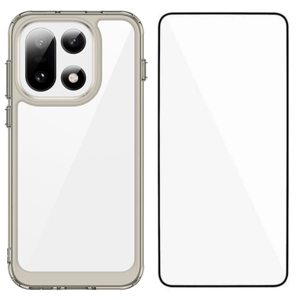 WANLONFENG Mobilskal till OnePlus 15 Acrylic med Härdat Glas Grå