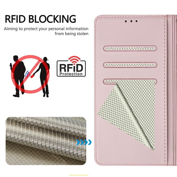 Nothing Phone (3a) Plånboksfodral Imprinted Honeycomb RFID Rosa